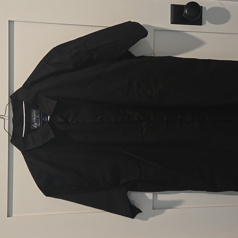 American Rag Men's Solid Black Short Sleeve Collared Button Down Shirt NWT